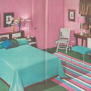 Crochet Striped Bedroom Rug - Vintage Crochet Pattern from the 1950s - PDF Download Draft