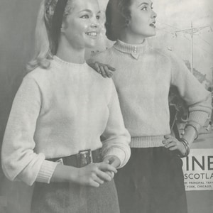 Women&#39;s Knitted Turtle Neck Sweater - Subteen Classic Slipon - Vintage Knitting Pattern from the 1950s - PDF Download