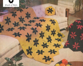 Knitted Park Avenue Afghan and Pillow - Vintage Knitting Pattern from the 1950s - PDF Download