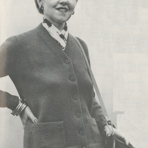 Women&#39;s Knitted Buttoned Cardigan - Vintage Knitting Pattern from the 1950s - PDF Download