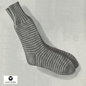 Men&#39;s Knitted Striped Socks - Vintage Knitting Pattern from the 1940s - PDF Download