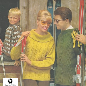 Women&#39;s Strikingly Ski-Wise Sweater - Skier&#39;s Choice Sweater - Ski Appeal Sweater - Vintage Knitting Pattern from the 1960s - PDF Download