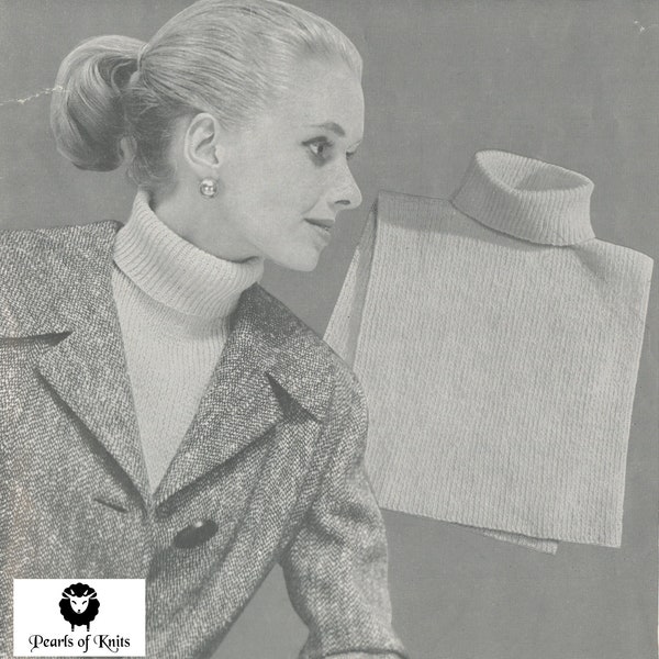 Women's Knitted False Collar - Vintage Knitting Pattern from the 1950s - PDF Download