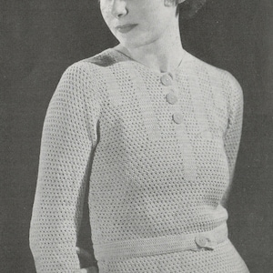 Women&#39;s Crocheted Cotton Slip-On - Vintage Crochet Pattern from the 1930s - PDF Download
