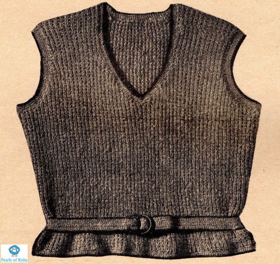 Women's Knitted Hunting Vest French Knitting Pattern From the 30s