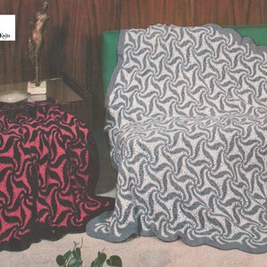 Crocheted Swirl Afghan - Vintage Crochet Pattern from the 1950s - PDF Download