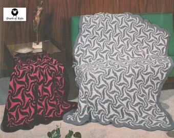 Crocheted Swirl Afghan - Vintage Crochet Pattern from the 1950s - PDF Download