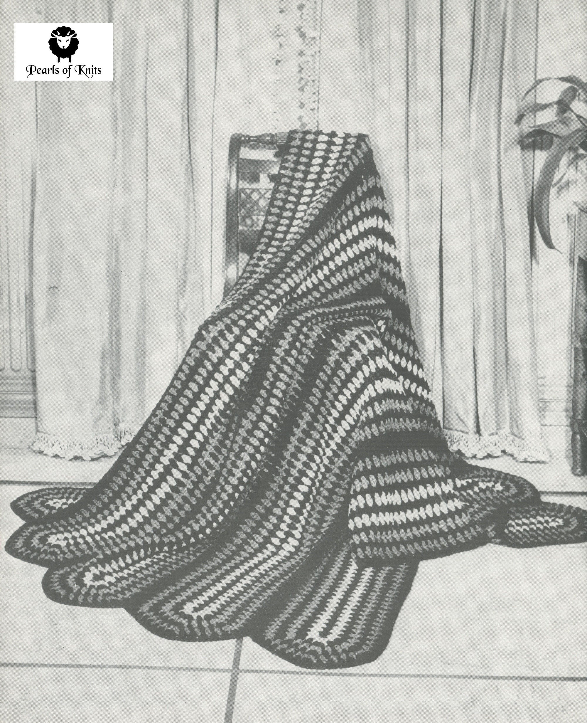 Crochet Striped Blanket - Vintage Crochet Pattern from the 1950s - PDF Download