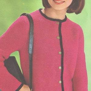 Women&#39;s Knitted Buttoned Sweater - Vintage Knitting Pattern from the 1960s - PDF Download