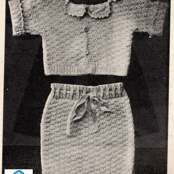 Knitted Two-Piece Set for 6 Month Baby - French knitting pattern from the 30s - PDF download