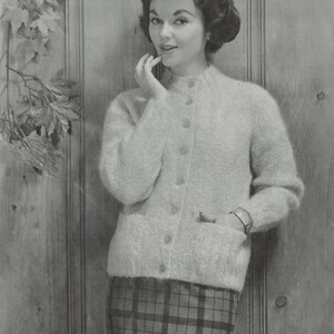 Women's Knitted Pocket Cardigan - Vintage Knitting Pattern from the 1960s - PDF Download