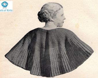 Women's Knitted Cape - French knitting pattern from the 30s - PDF download