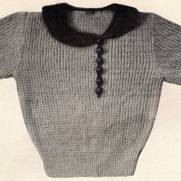 Blouse à col angora crop top - Patron de tricot rétro des années 30 - Téléchargement PDF instantané