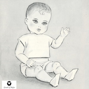 Knitted Doll Shirt - Converter - Bonnet - Turtle Bib - Child&#39;s Helmet - Slippers - Vintage Knitting Pattern from the 1960s - PDF Download