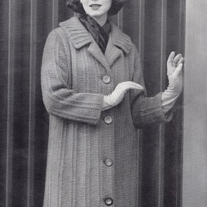 Women's Elegant Long Coat Knitting Pattern Vintage Knitting Pattern Womens 60s Coat PDF Download retro 1960s Ladies Coat image 1
