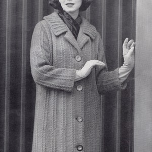 Women&#39;s Elegant Long Coat Knitting Pattern - Vintage Knitting Pattern - Women’s 60’s Coat - PDF Download - retro 1960’s Ladies Coat