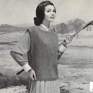 Women&#39;s Knitted Vest - Vintage Knitting Pattern from the 1960s - PDF Download