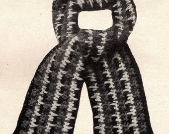 Crochet Multicolored Scarf - French knitting pattern from the 30s - PDF download