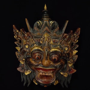 Boma Wooden Mask Balinese Mask Wood Carving Wall Mask Decor Wood Bali Mask Wall Art Decor Home Decor