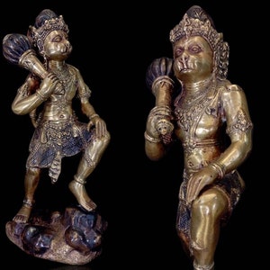Estátua de bronze de Hanuman, Hanuman Holding Club, Hanuman Ramayana, Senhor Macaco Deus, Decoração de casa