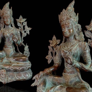 13 &quot;Statua in bronzo di Tara Tara verde Dea buddista Tara