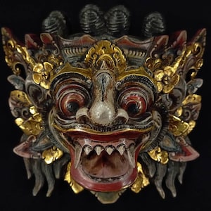 Boma Wooden Mask Boma Mask Wood Carving Wooden Balinese Mask home decor