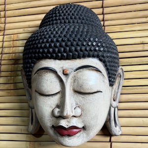 Antique Budha Wooden Mask Wood Carving Wooden Balinese Mask Wall Decor Home decor Bali Mask