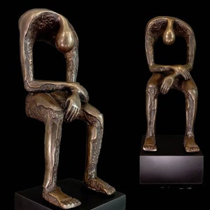 Abstract Art of Gloomy Man, Abstract Bronze Statue, Bronze Sculpture, Home Decor