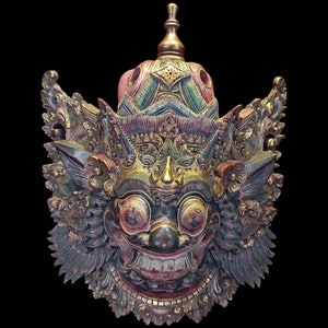 Antique Boma Wooden Balinese Mask Bali Barong Mask Vintage Decor Indonesian Mask Wood Sculpture Bali Mask Wall Mask Decor Wall Art Decor