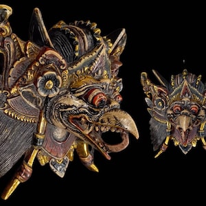 Garuda Wooden Mask Balinese Mask Wood Carving Wall Mask Decor Wood Bali Mask Wall Art Decor Home Decor
