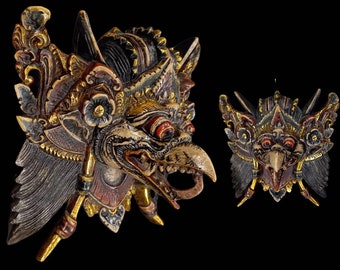 Garuda Wooden Mask Balinese Mask Wood Carving Wall Mask Decor Wood Bali Mask Wall Art Decor Home Decor