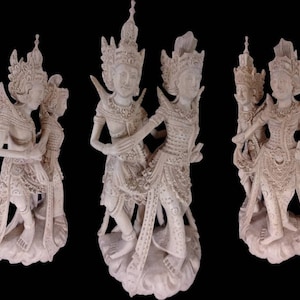 Rama Sita Wood Statue Bali Wood Carving Sculpture Balinese Wooden Figurine Art Decor Home Decor Ornaments Ramayana Story