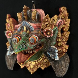 Antique Garuda Wooden Mask Balinese Barong Mask Wood Carving Wall Mask Decor Wall Art Decor Home Decor