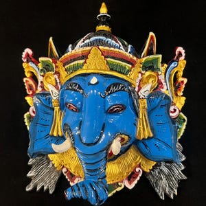 Ganesha Wooden Mask Balinese Mask Wood carving Ganesha Idol Wall Art Wood Bali Mask Wall Mask Decor