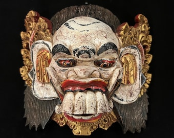 Antique Celuluk Wooden Mask Balinese Mask Wood Carving Wall Mask Decor Wood Bali Mask Wall Art Decor Home Decor Hand Carving