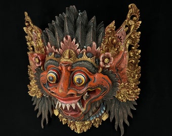 Antique Narasimha Wooden Mask Barong Mask Wood Carving Wooden Balinese Mask Wall Decor Home decor Bali Mask