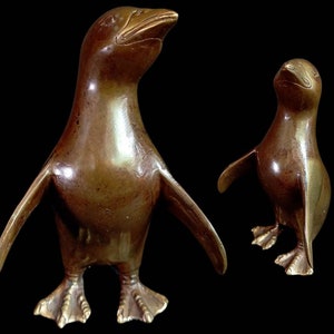 Penguin Bronze Figurine, Penguin Animal Sculpture, Animal Bronze, Home Decor, Table top