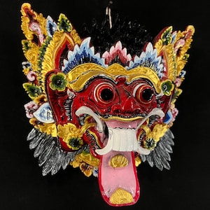Rangda Wooden Mask Balinese Mask Wood Carving Wall Mask Decor Wood Bali Mask Wall Art Decor Home Decor
