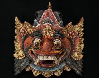 Antique Boma Wooden Mask, Bali Mask, Wood Carving, Wooden Balinese Mask, home decor