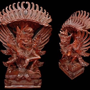 Garuda Wooden Statue Bali Wood Sculpture Balinese Mythology Wood Carving Wood Art Decor Bali Figurine Handmade Statue Bali Wood Sculpture