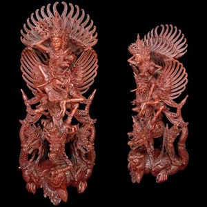 24&quot; Garuda Vishnu Wooden Statue Bali Wood Sculpture Balinese Mythology Art Decor Wood Carving Wood Art Bali Figurine Handmade Statue