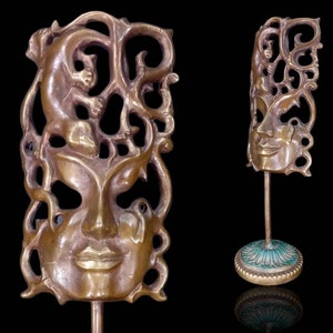 Abstract Mask Art Bronze Statue Modern Face Abstract Bronze Home Decor Vintage Ornaments Unique Gifts