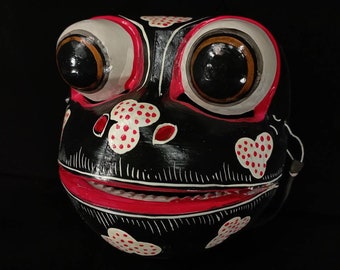Frog Wooden Mask Balinese Dance Mask Wall Mask Decor Wood Bali Mask Wall Art Decor
