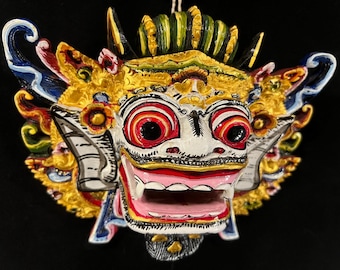 Barong Wooden Mask: Balinese Mythology Wall Art Decor