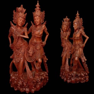 Rama Sita Wood Sculpture Balinese Wooden Carving Bali Hand Carving Rama Sita Statue Wood Figurines Bali Art Decor Wedding Gifts