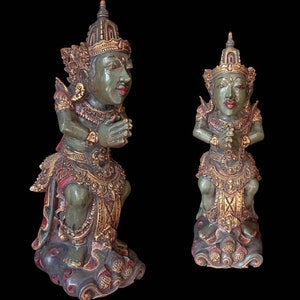 Krishna Wooden Sculpture Hindu God Balinese Wood Statue Ramayana Figurine Hand Carving Art Decor Bali Wood Statue Vintage Statue Home Decor