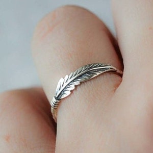 Bague en plumes en argent sterling