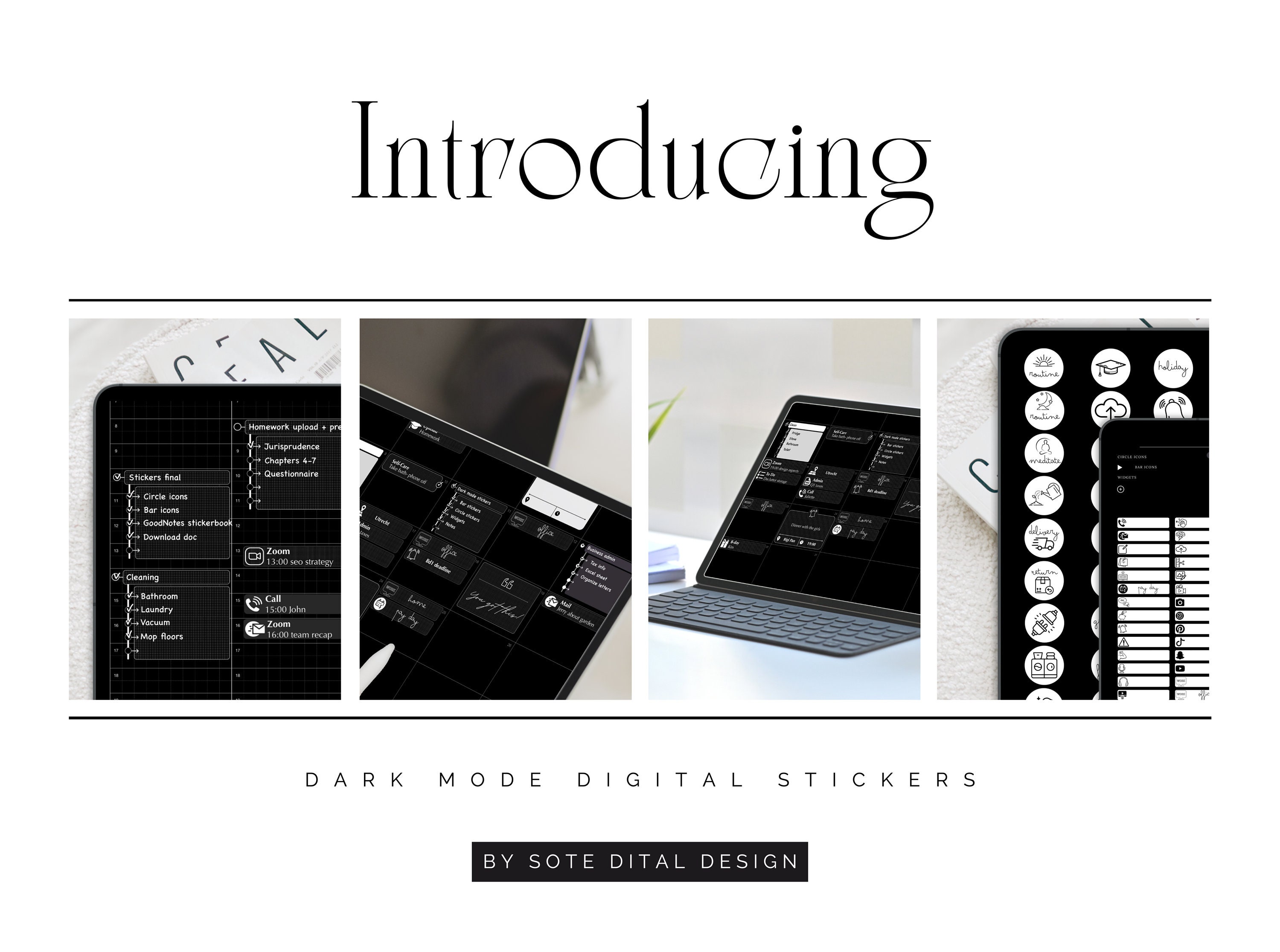 Digital Stickers Dark Mode | Stickers for Goodnotes, Notability, iPad ...