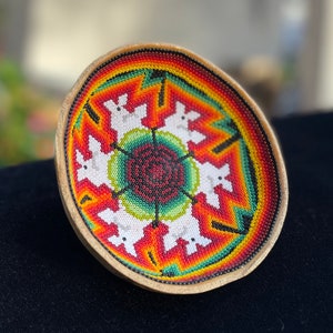 Huichol Beaded Gourd Wixarika Indigenous Art Hand Made Fair Trade Unique Gift Native Art Kauyumari Blue Deer