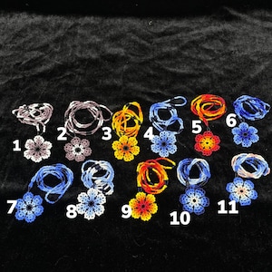 Huichol Beaded Flower Necklace Fair Trade Indigenous Jewelry Native Peyote Pattern Gift Boho Hikuri